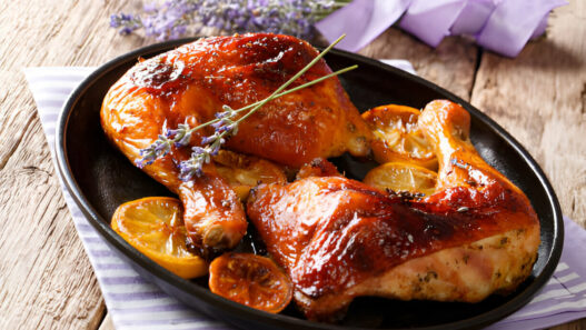 Grilled Glazed Chicken Legs with Lavender Honey and Lemon Recipe