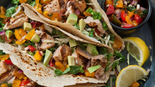 Chipotle Salmon Tacos with Mango