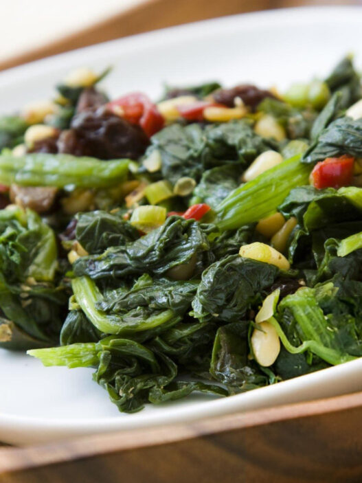 Escarole with Raisins and Pine Nuts Recipe