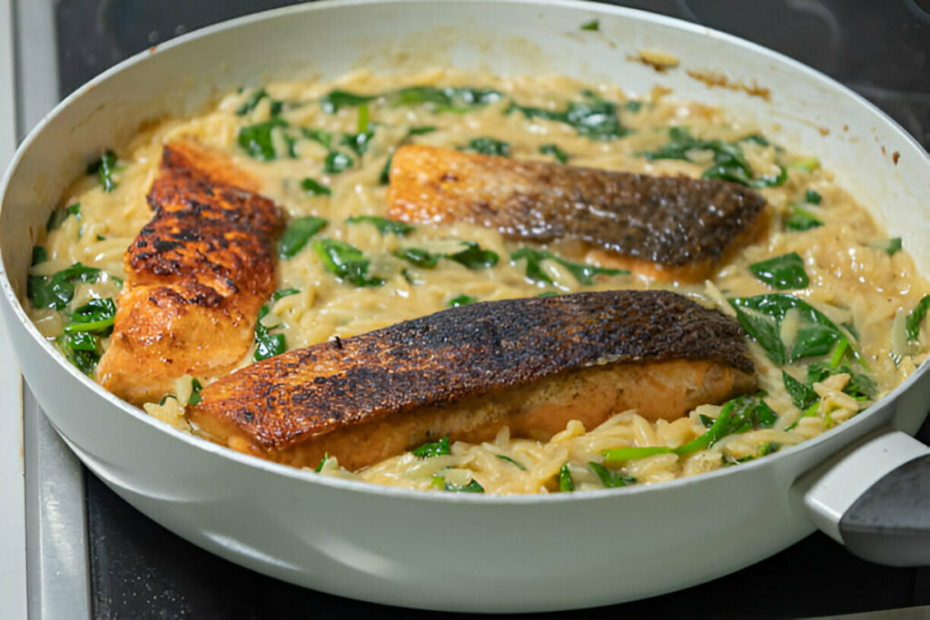 Parmesan Orzo and Salmon Recipe