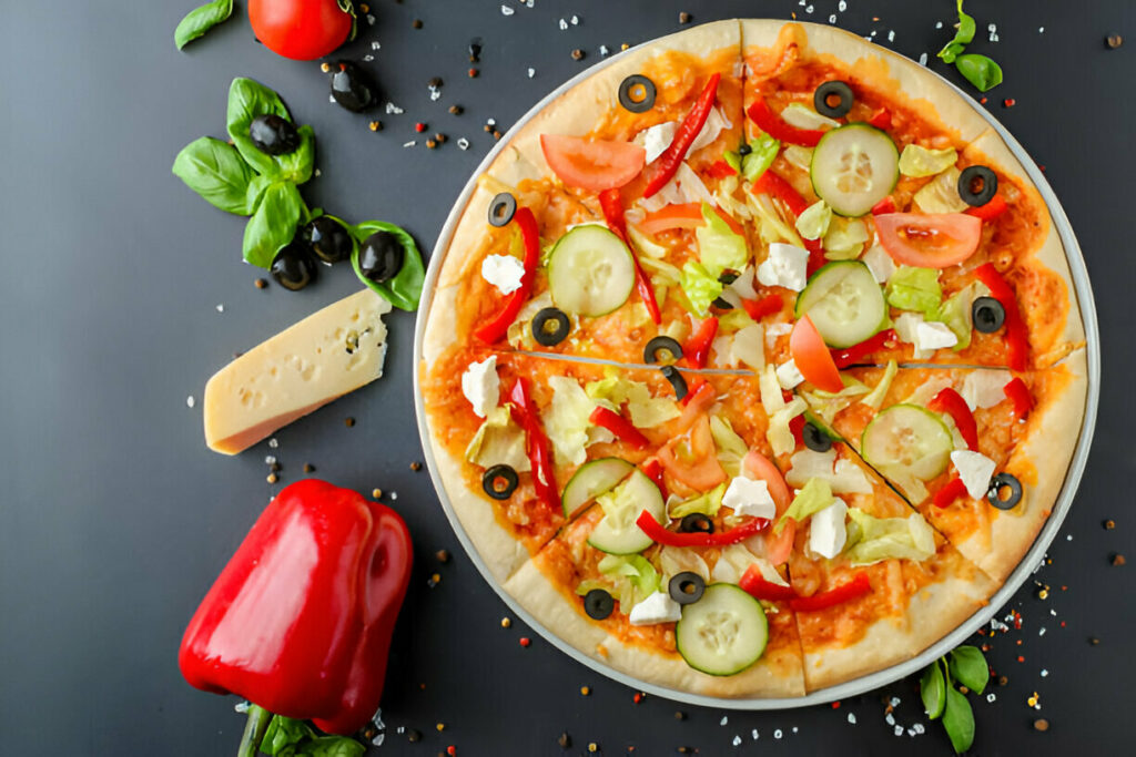 Vegetarian Pizza with Mozzarella and Feta Recipe