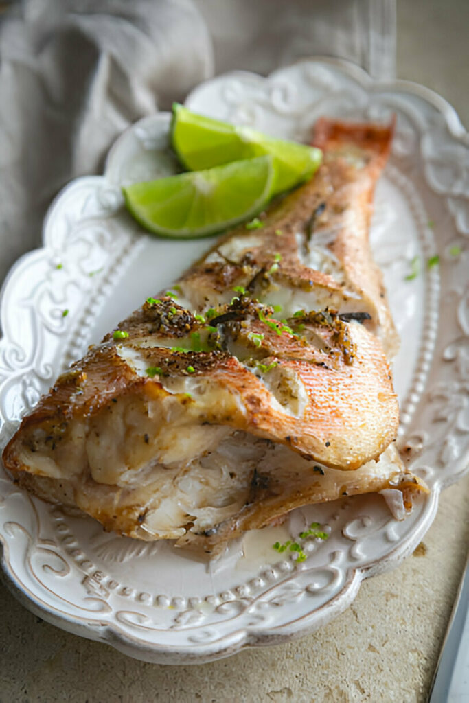 Baked Sea Bass with Herbs and Lime Recipe