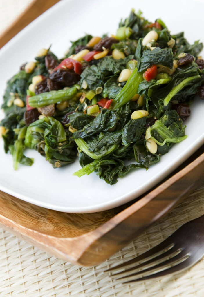 Escarole with Raisins and Pine Nuts Recipe