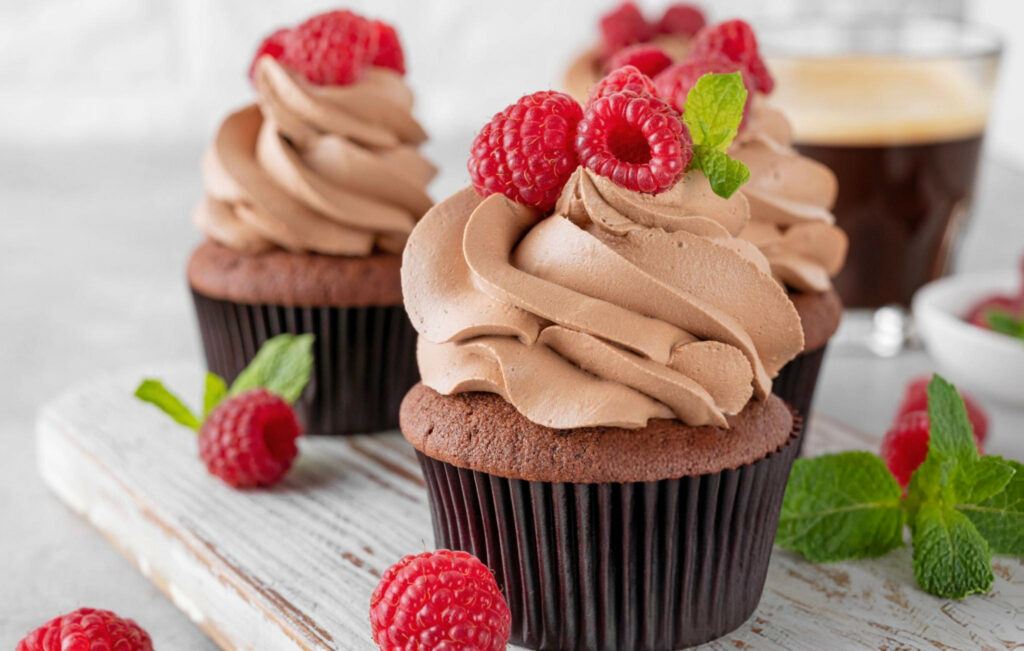 Raspberry Cupcakes with Chocolate Whipped Cream Recipe
